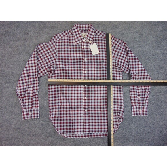 Billy Reid Shirt Mens Small Full Cut Red Black Plaid - Picture 5 of 7